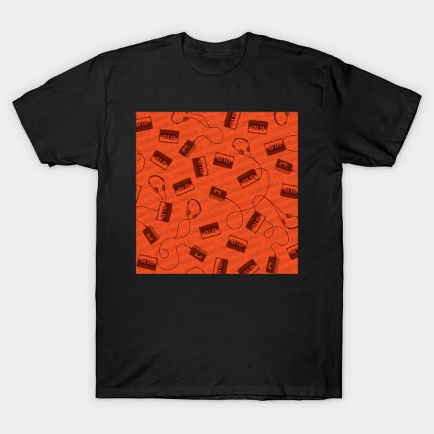 Orange Walkman and Cassette T-Shirt by TurtleNotes